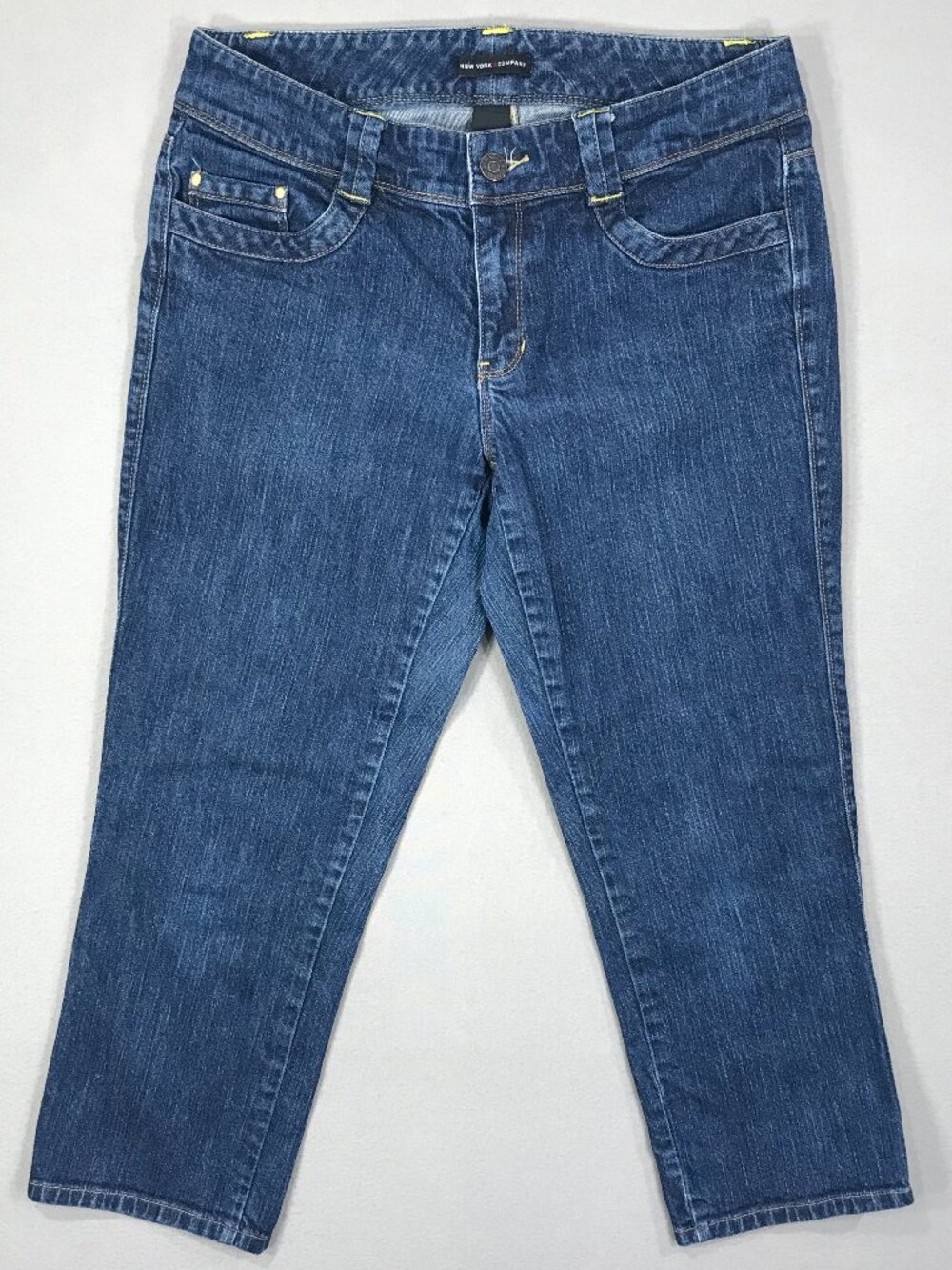 New York & Company Jeans Women's 8 Blue Denim Pants Capris Mid Rise Stretch Pock